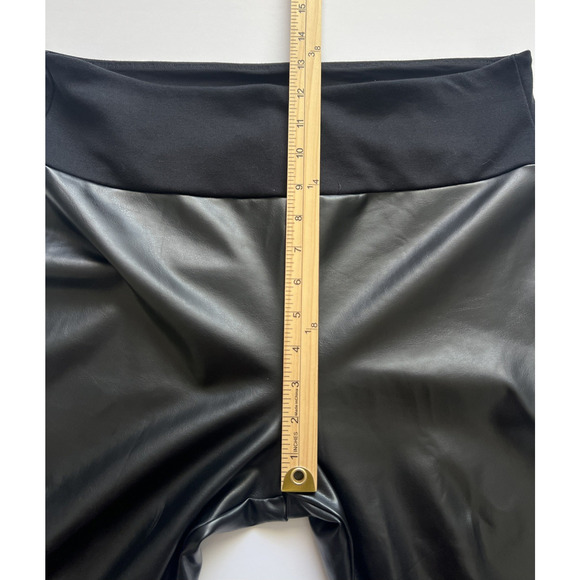 Assets By Spanx Faux Leather Leggings Womens 1X Black Pull On High Rise Edgy - Picture 6 of 8